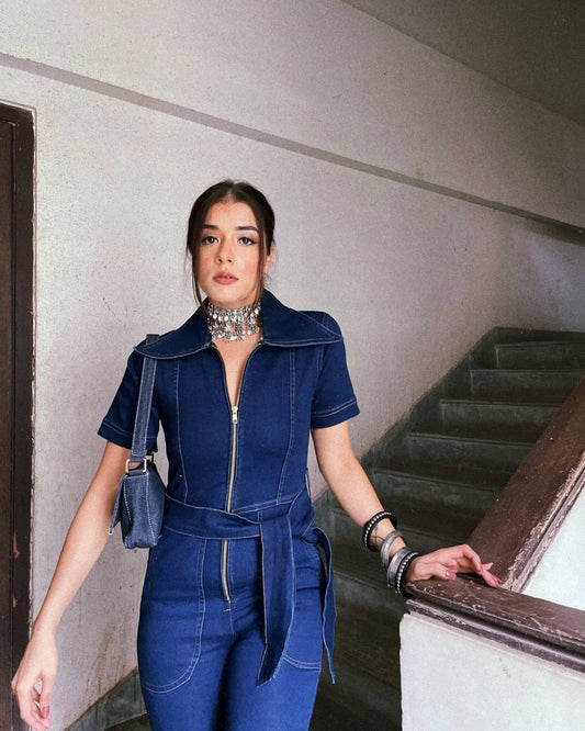 Sailor Denim Jumpsuit – Wide-Leg Statement One-Piece