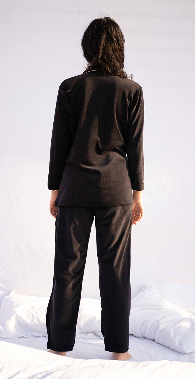 Velvet Pajama Set in Black – Chic Cozy Loungewear