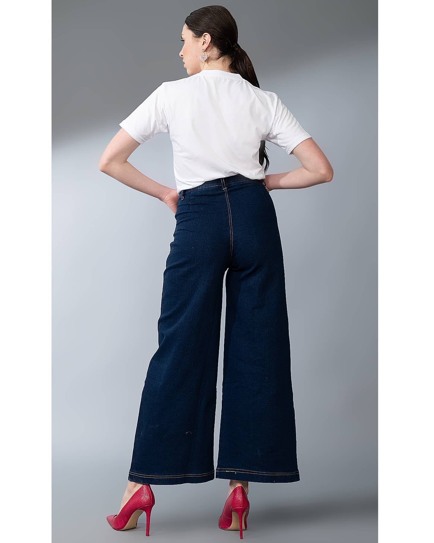 Wide-Leg Harbor Denim Pants – High Waist Flared Jeans