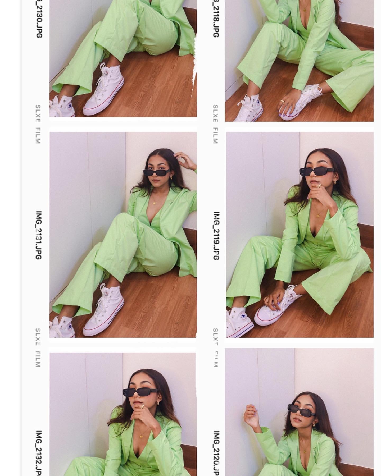 Women’s Lime Green Three-Piece Marco Co-ord Set – Blazer, Top & High-Waist Flared Pants