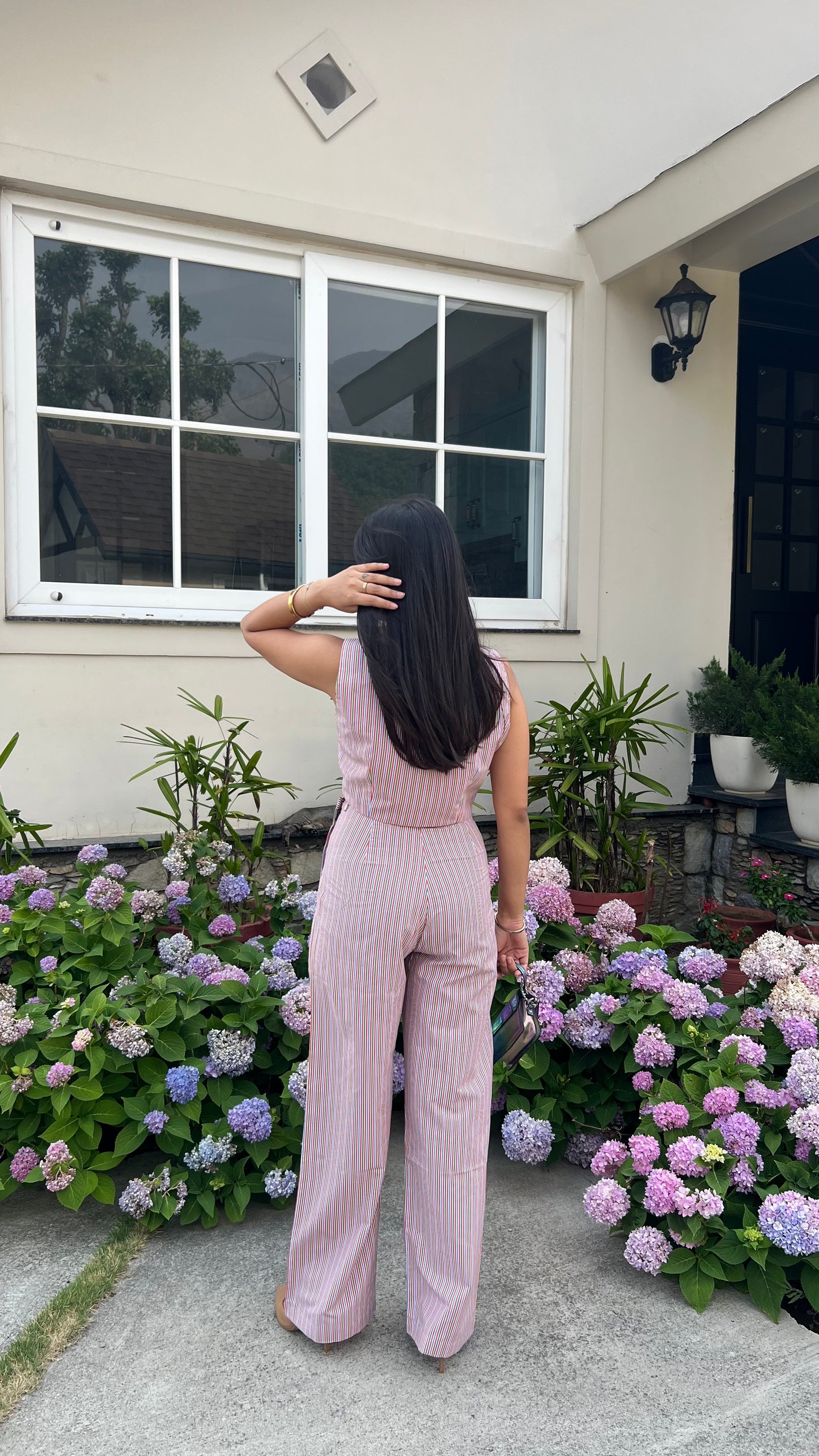 Women’s Striped Sleeveless Poppy Co-ord Set – Crop Top & High-Waist Wide-Leg Pants