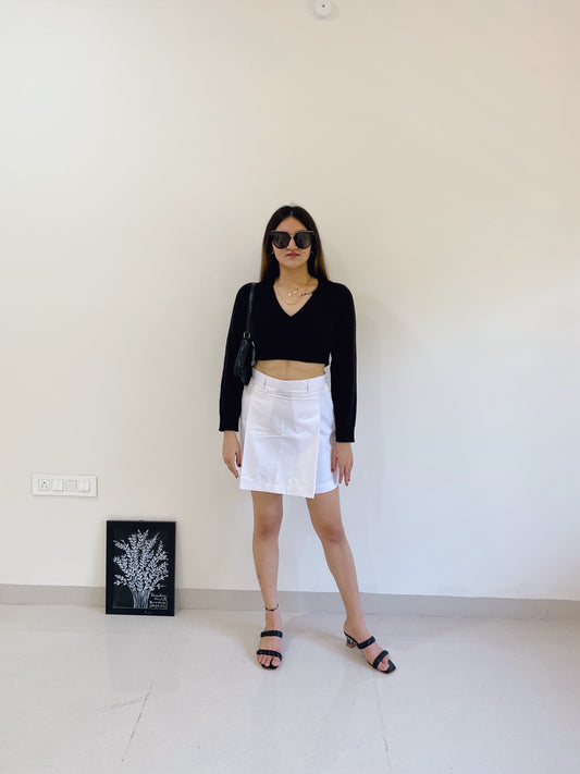 Classic White Mini Skirt – High Rise Cotton Basic