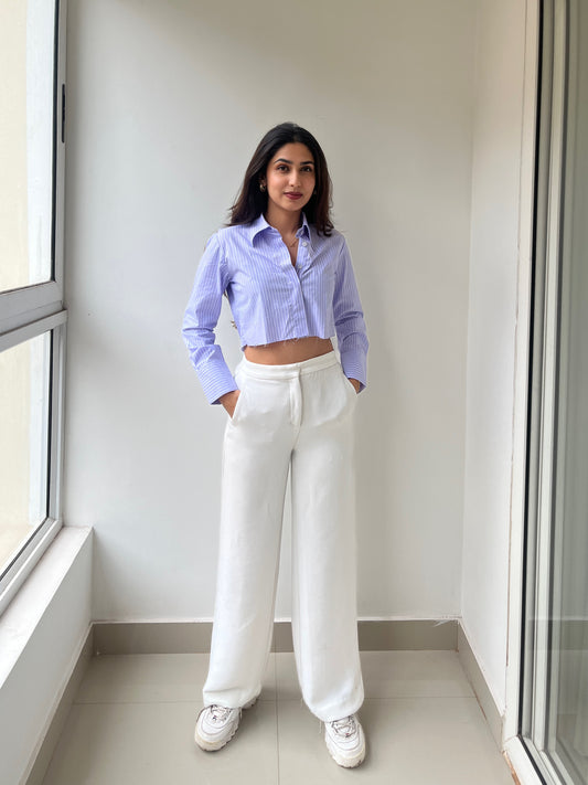 Lilac Striped Crop Shirt – Effortlessly Chic