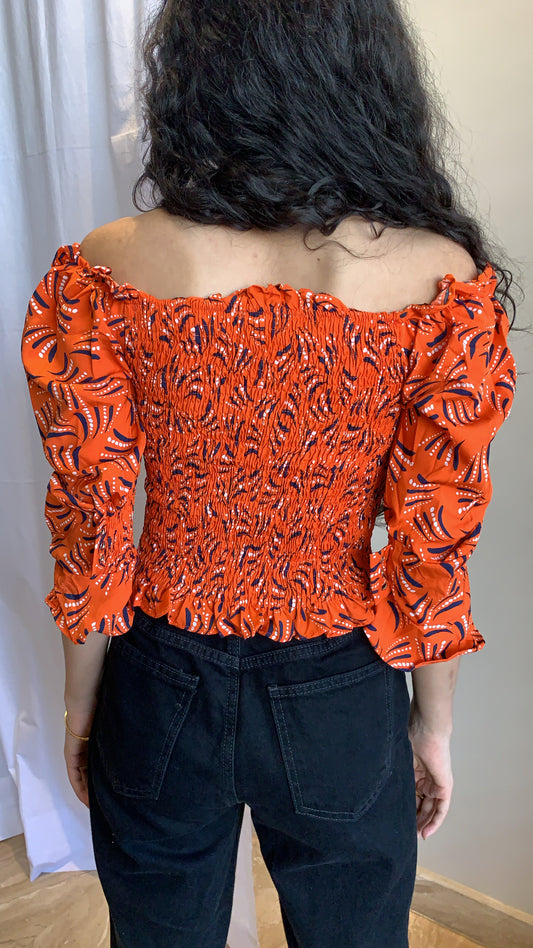 Orange floral off shoulder top