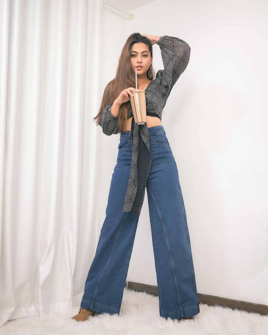 Galaxy Wrap Top | Black Bandhani Wrap Tie-Up Top