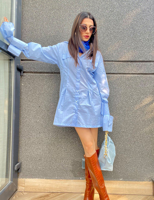 Blue Shirt Dress – Casual Chic Everyday Outfit for Women