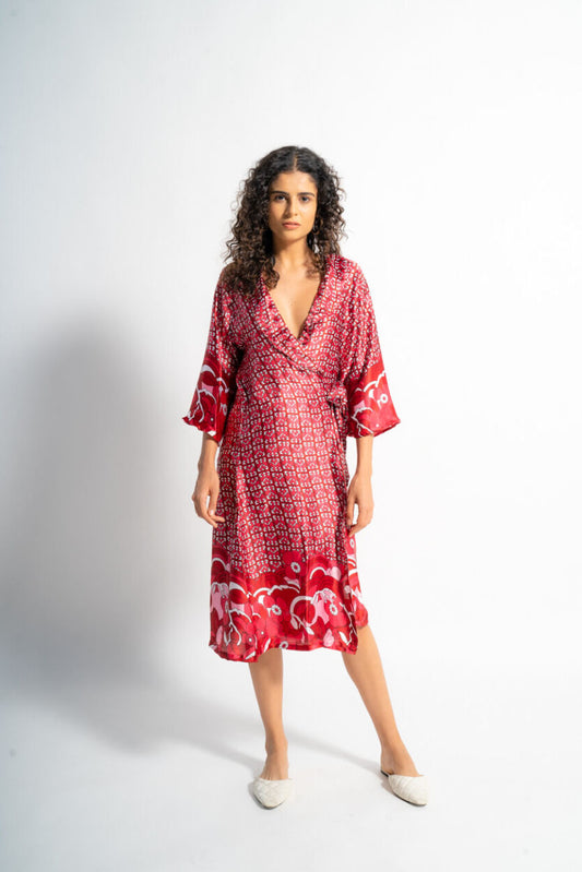 Classic Red Lounge Robe – Relaxed Fit Everyday Kaftan