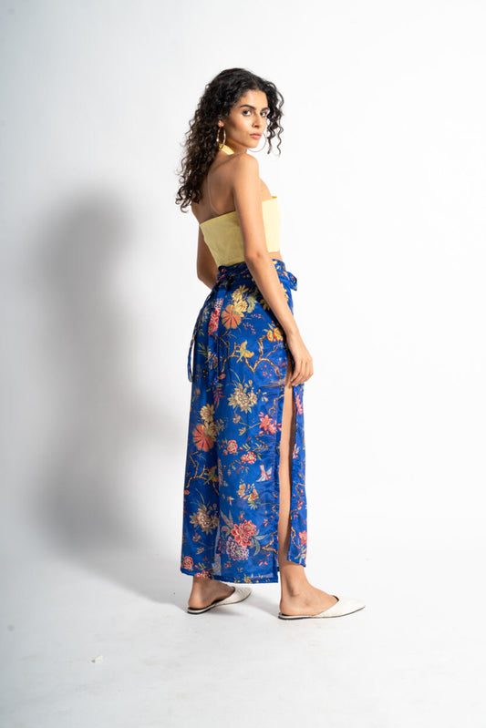 Blue Floral Wrap Pants – Convertible Pants to Jumpsuit