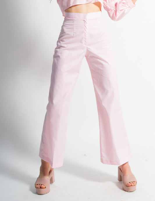 Blush Pink Cotton Pants – Oversized High Rise Trousers