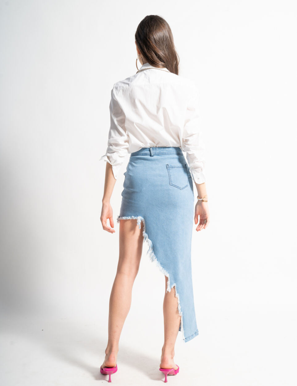 Asymmetric Denim High-Waist Skirt – Edgy Statement Mini Skirt