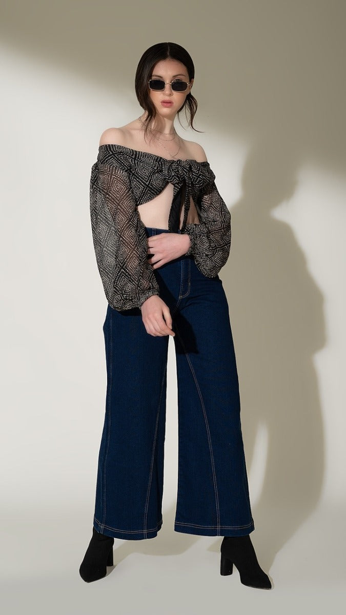 Galaxy Wrap Top | Black Bandhani Wrap Tie-Up Top