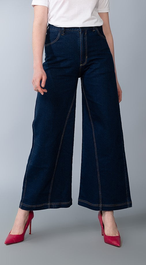 Wide-Leg Harbor Denim Pants – High Waist Flared Jeans