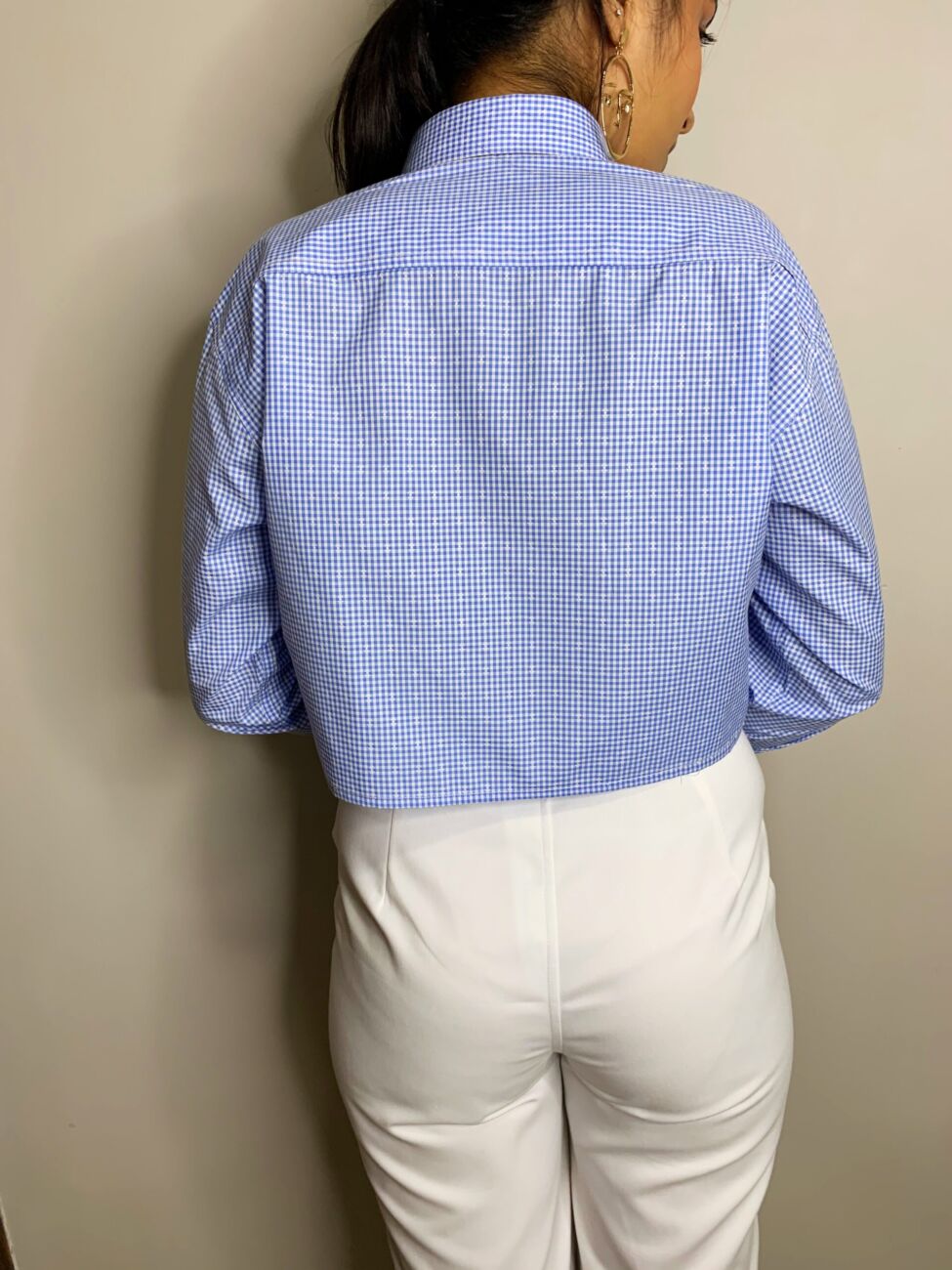 Blue Check Cropped Shirt