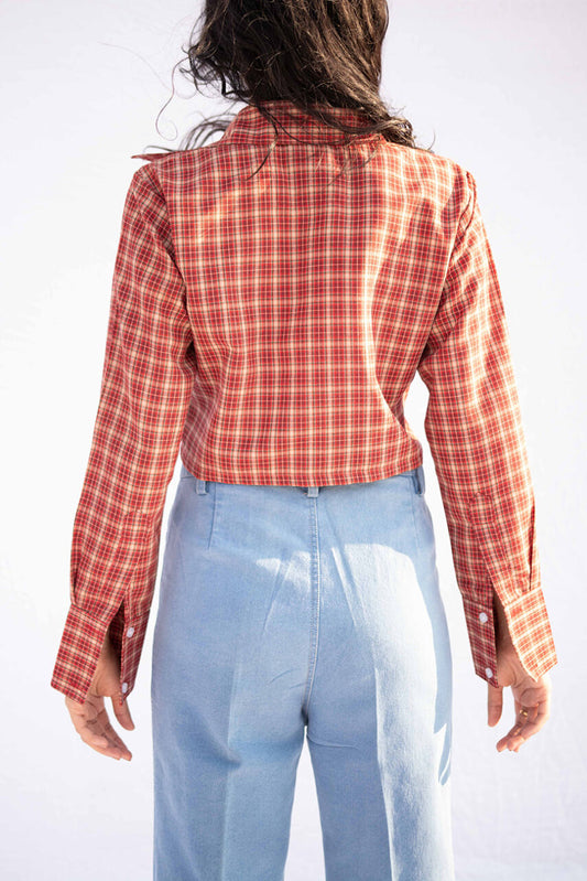 Red Check Crop Shirt