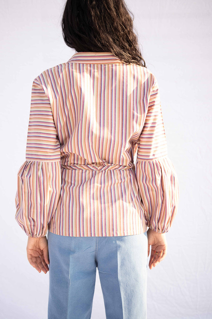 Multi-Color Striped Tie-Up Tunic – Trendy Casual Top for Women