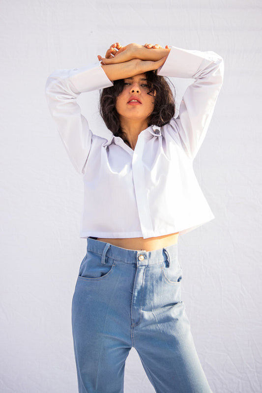White Cropped Shirt