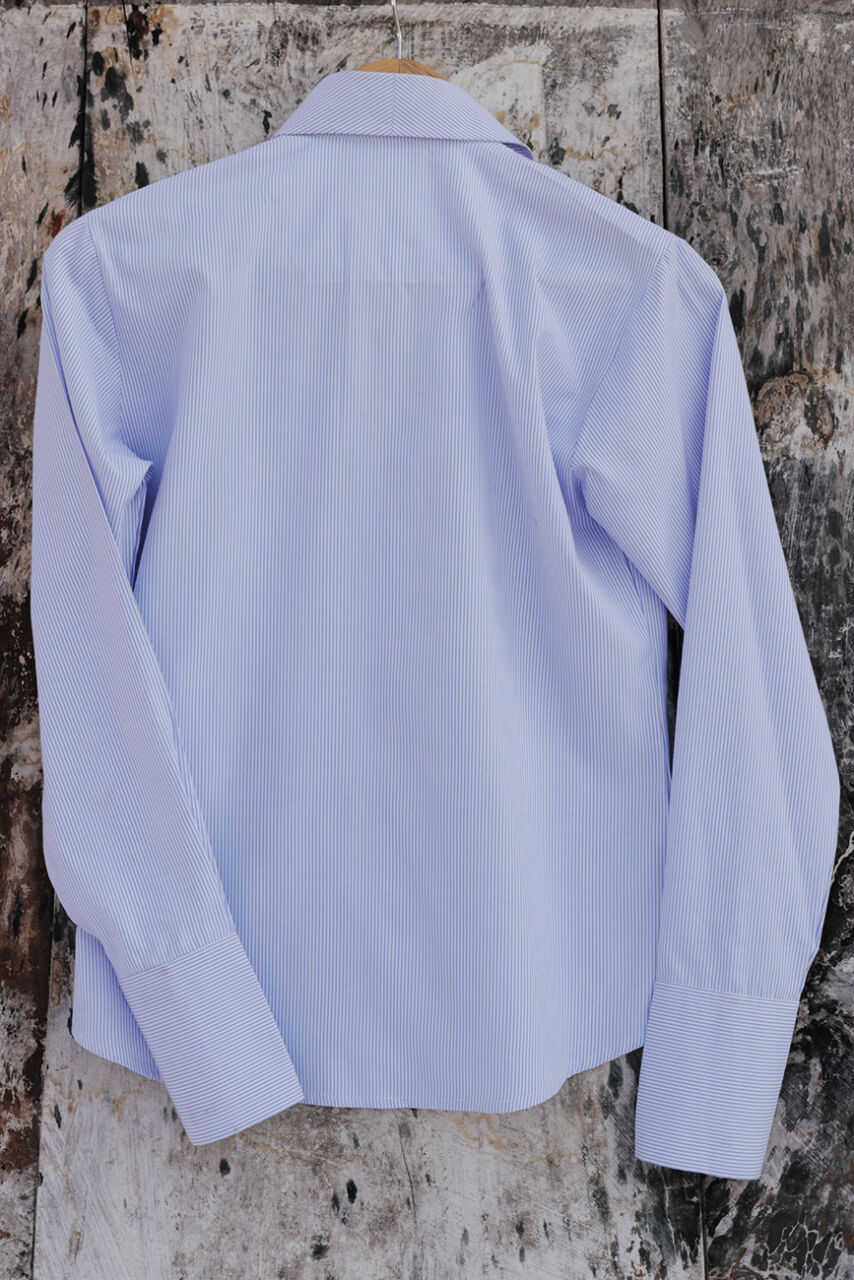 Blue Striped Office Shirt – Point Collar Button-Up