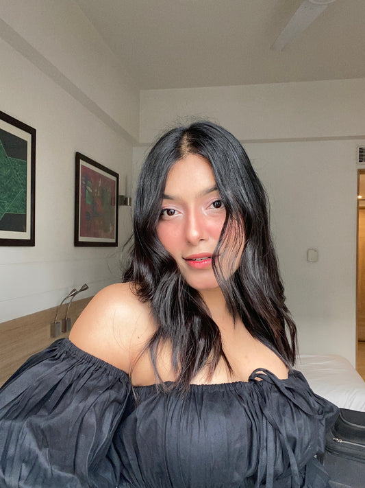 Black Off-Shoulder Corset Poplin Lyza Top for Women