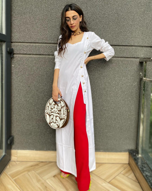 White Kurta Tunic – Stylish Ethnic Party Wear for Women