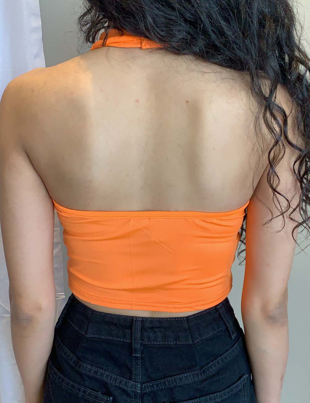 HALTER NECK VEST WITH GOLD ZIPPER