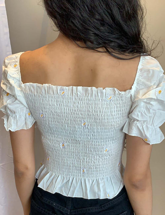Embroidered Daisy Top