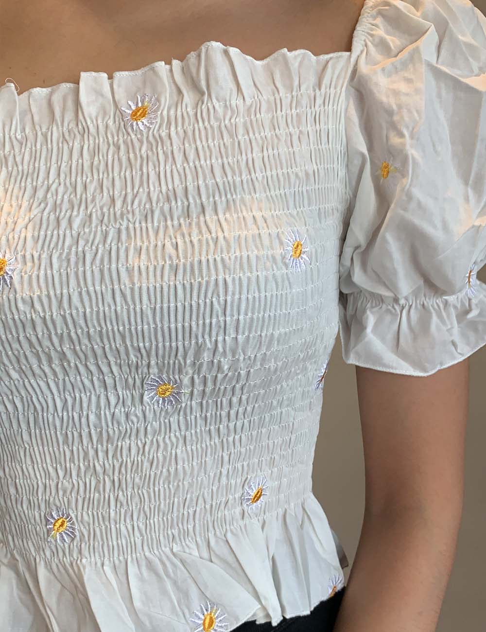 Embroidered Daisy Top