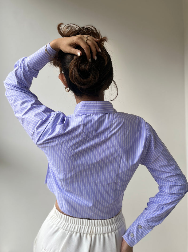 Lilac Pinstripe Crop Shirt