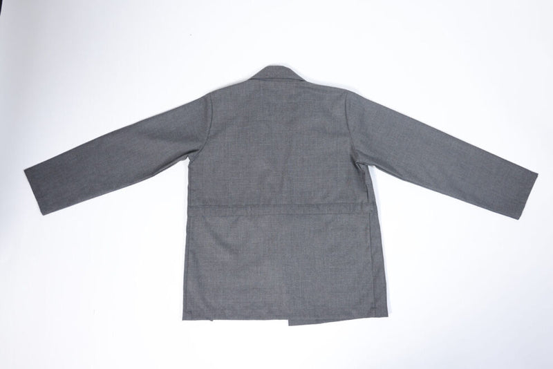 JACKET WITH TIE-UP WAIST IN GREY CHECKS
