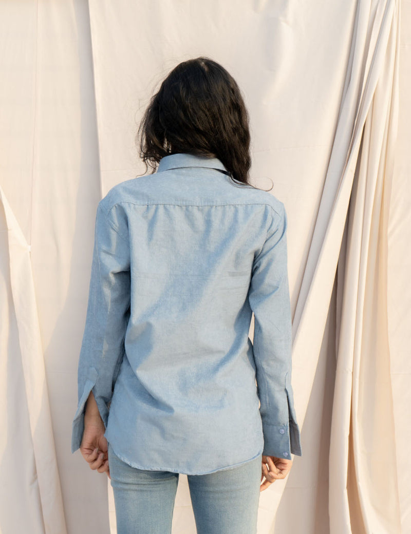 COURDROY SHIRT IN SLATE BLUE