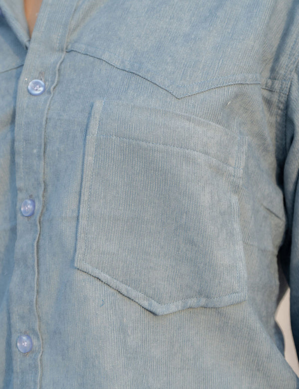 COURDROY SHIRT IN SLATE BLUE