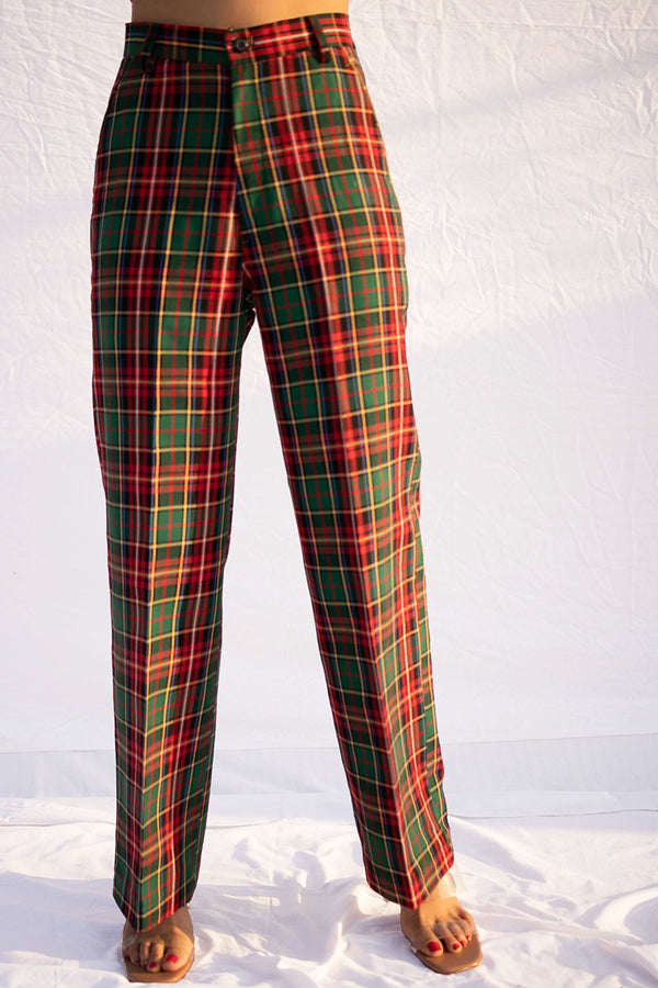 FLARED PANTS IN MULTICOLOR CHECK