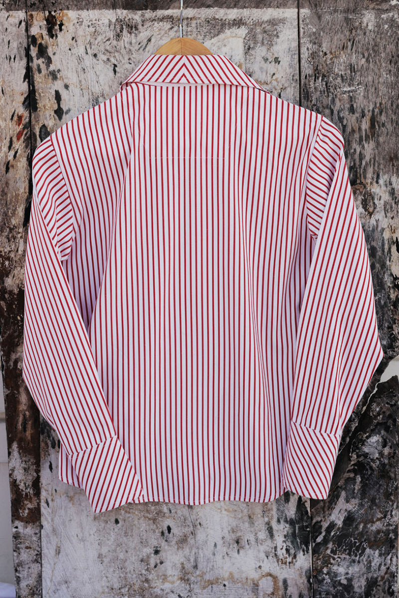 CLASSIC STRIPED SHIRT IN MAROON AND WHITE